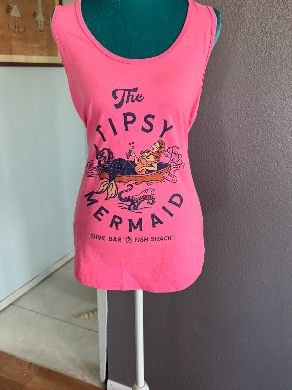 The Tipsy Mermaid Pink Graphic Tank